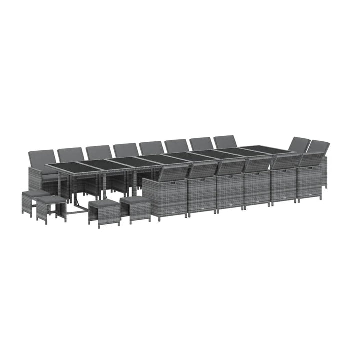 Set mobilier de grădină cu perne, 21 piese, gri, poliratan - WALTI WALTI