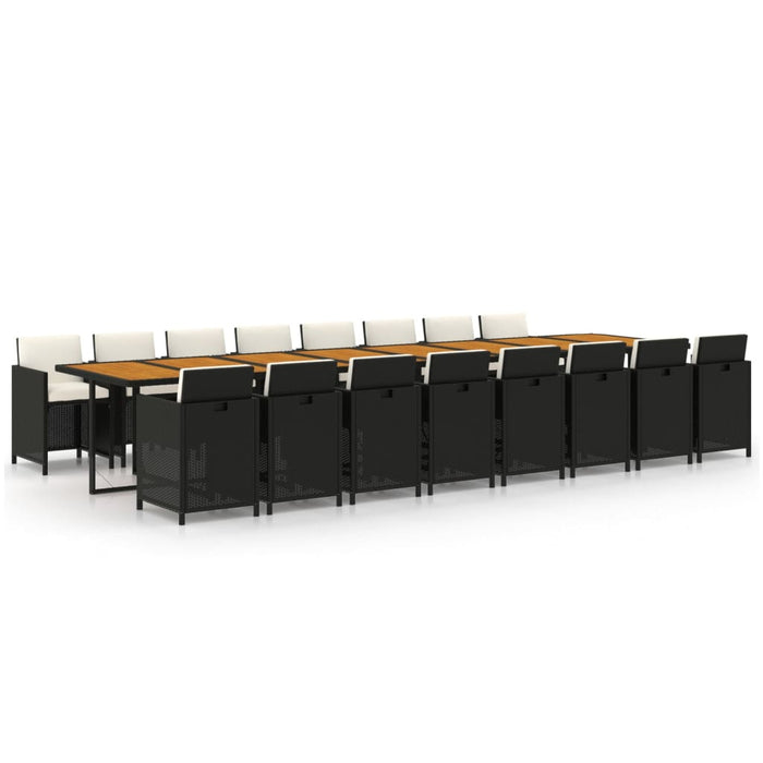 Set mobilier de grădină cu perne, 17 piese, negru, poliratan - WALTI WALTI