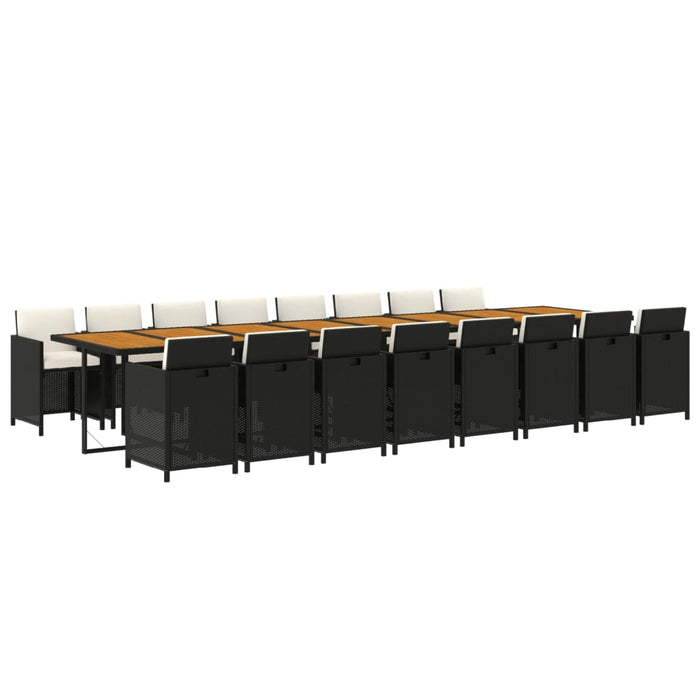 Set mobilier de grădină cu perne, 17 piese, negru, poliratan - WALTI WALTI