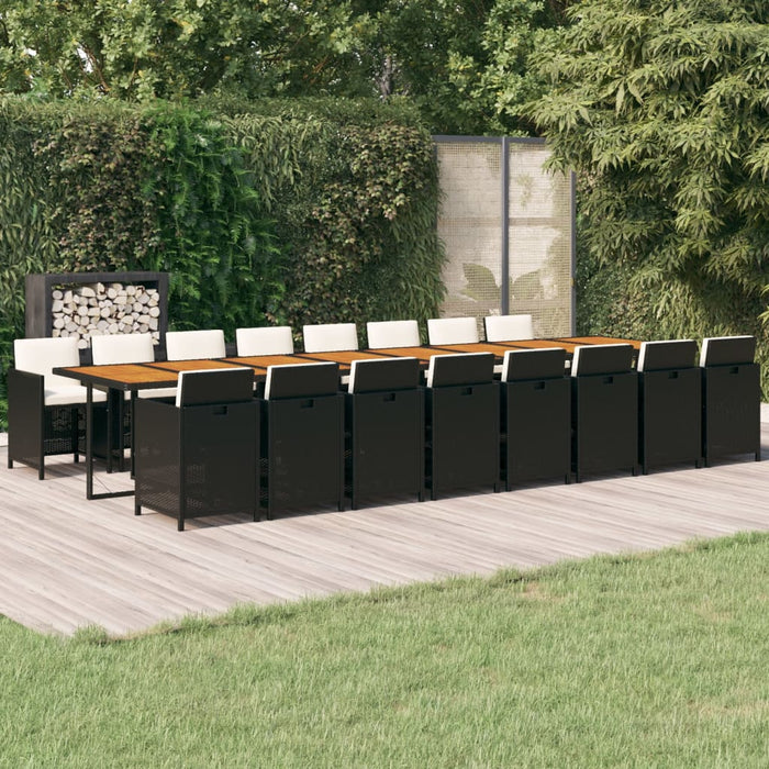 Set mobilier de grădină cu perne, 17 piese, negru, poliratan - WALTI WALTI