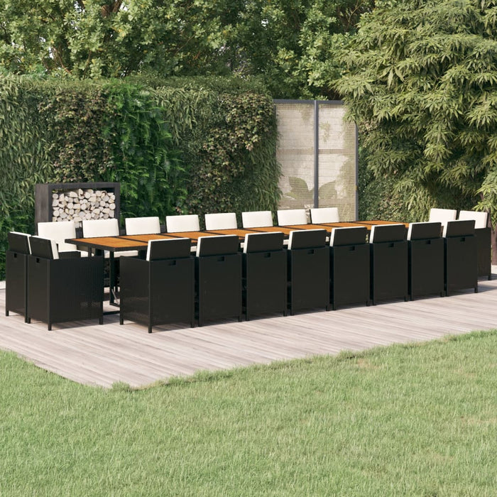 Set mobilier de grădină cu perne, 21 piese, negru, poliratan - WALTI WALTI