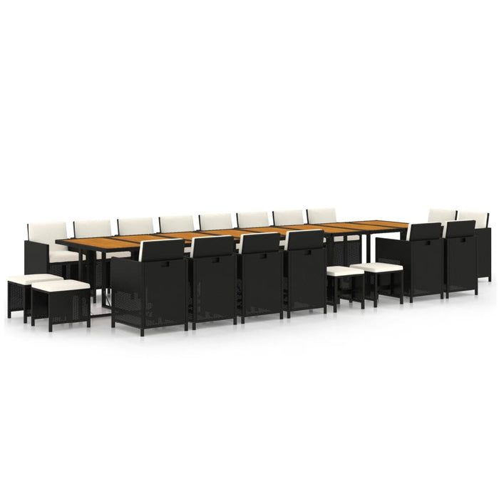 Set mobilier de grădină cu perne, 21 piese, negru, poliratan WALTI