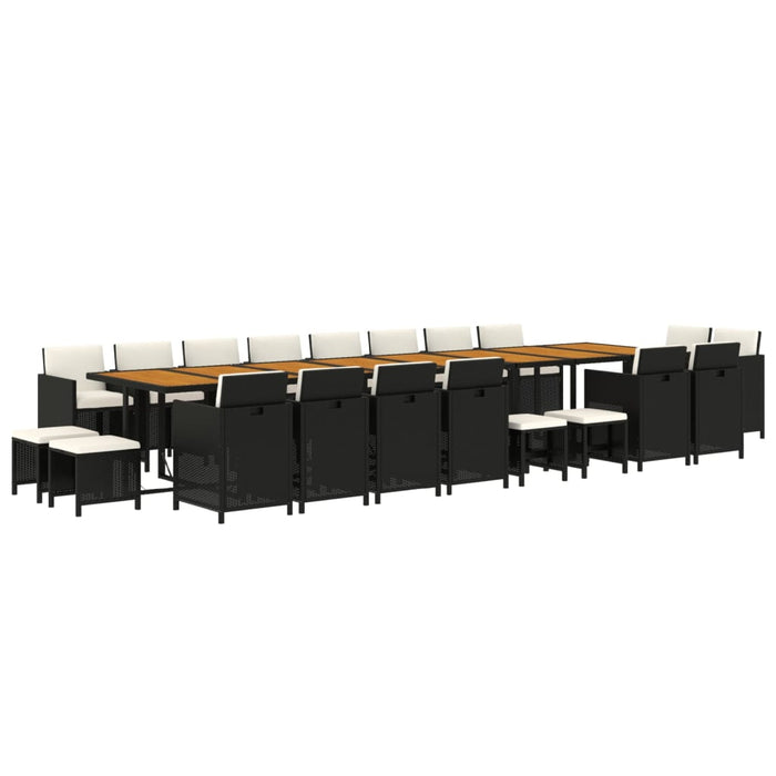 Set mobilier de grădină cu perne, 21 piese, negru, poliratan WALTI