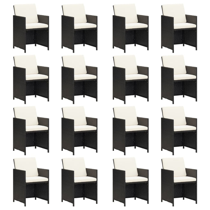 Set mobilier de grădină cu perne, 21 piese, negru, poliratan WALTI