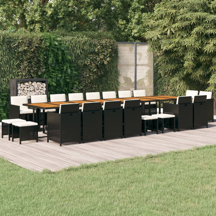 Set mobilier de grădină cu perne, 21 piese, negru, poliratan WALTI