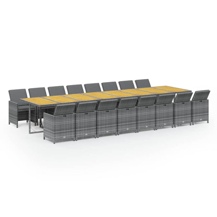 Set mobilier de grădină cu perne, 17 piese, gri, poliratan - WALTI WALTI