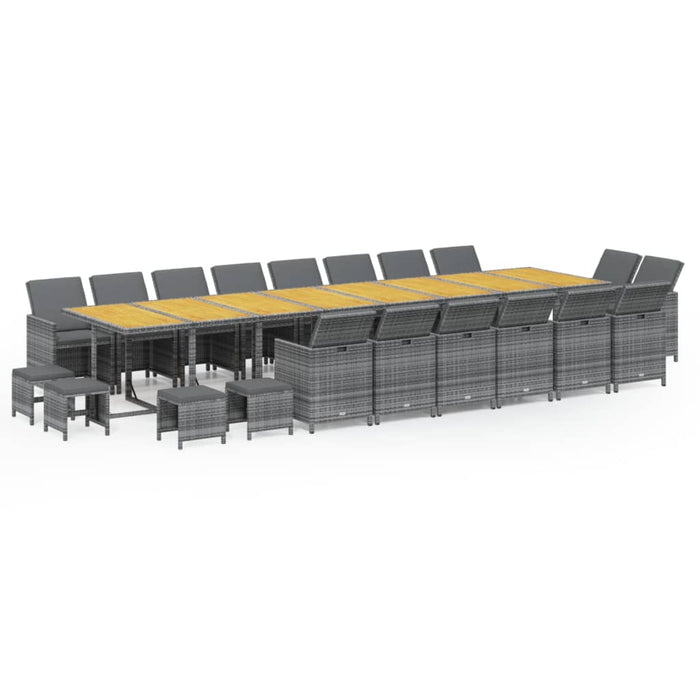 Set mobilier de grădină cu perne, 21 piese, gri, poliratan - WALTI WALTI