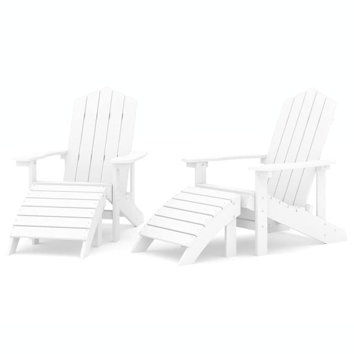 Scaune de grădină Adirondack cu taburete, 2 buc., alb, HDPE - WALTI WALTI