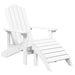 Scaune de grădină Adirondack cu taburete, 2 buc., alb, HDPE - WALTI WALTI