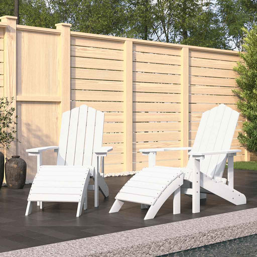Scaune de grădină Adirondack cu taburete, 2 buc., alb, HDPE - WALTI WALTI