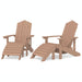 Scaune de grădină Adirondack cu taburete, 2 buc., maro, HDPE - WALTI WALTI