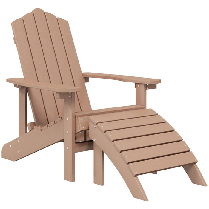 Scaune de grădină Adirondack cu taburete, 2 buc., maro, HDPE - WALTI WALTI