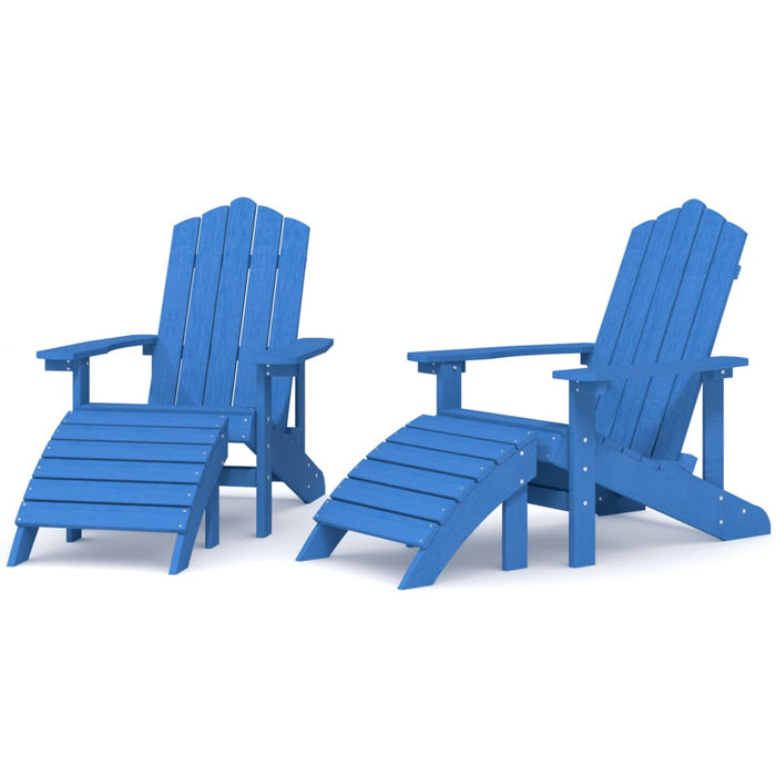 Scaune de grădină Adirondack/taburete,2 buc,albastru marin,HDPE - WALTI WALTI
