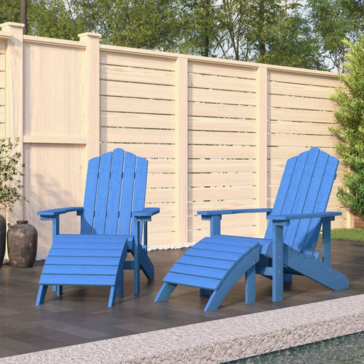 Scaune de grădină Adirondack/taburete,2 buc,albastru marin,HDPE - WALTI WALTI