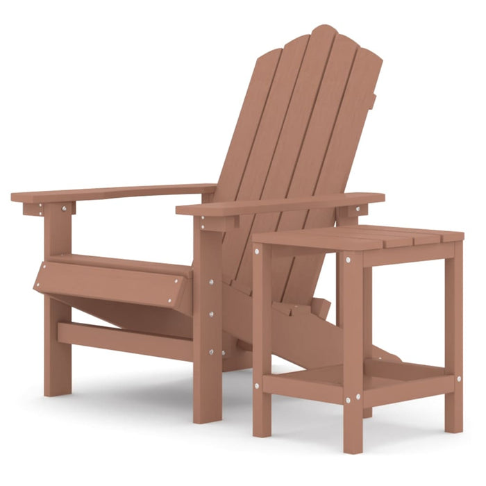 Scaun de grădină Adirondack cu masă, maro, HDPE - WALTI WALTI