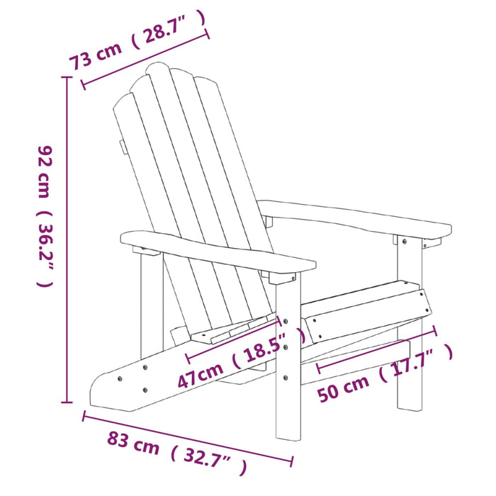 Scaune de grădină Adirondack cu masă, alb, HDPE - WALTI WALTI