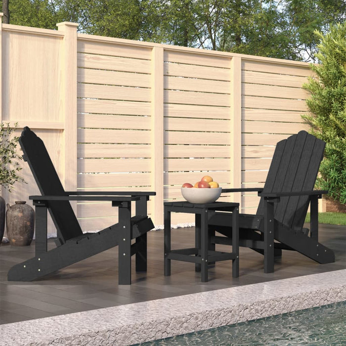 Scaune de grădină Adirondack cu masă, antracit, HDPE - WALTI WALTI