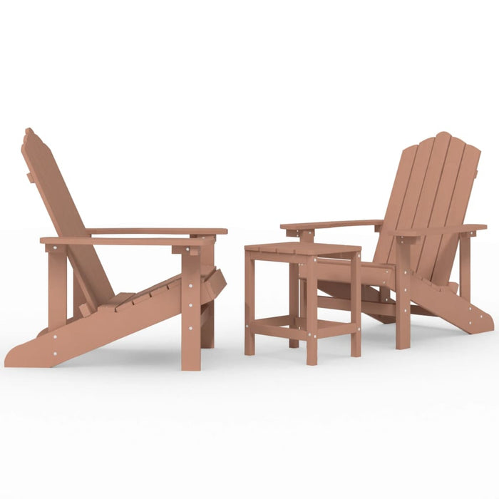 Scaune de grădină Adirondack cu masă, maro, HDPE - WALTI WALTI