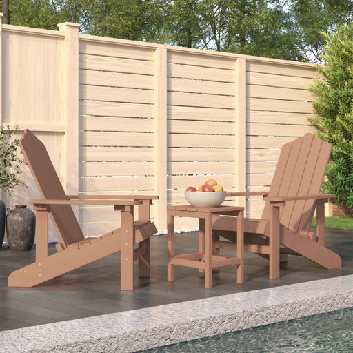 Scaune de grădină Adirondack cu masă, maro, HDPE - WALTI WALTI