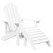 Scaun de grădină Adirondack cu masă și taburet, alb, HDPE - WALTI WALTI