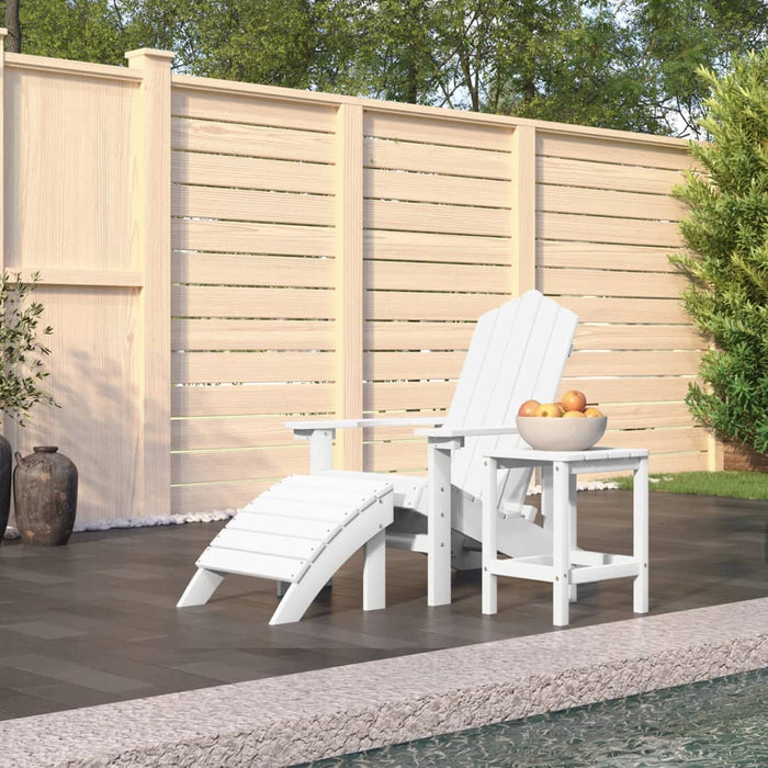 Scaun de grădină Adirondack cu masă și taburet, alb, HDPE - WALTI WALTI