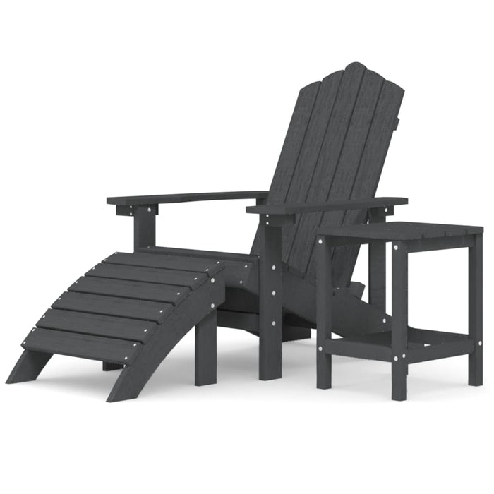 Scaun de grădină Adirondack cu masă și taburet, antracit, HDPE - WALTI WALTI