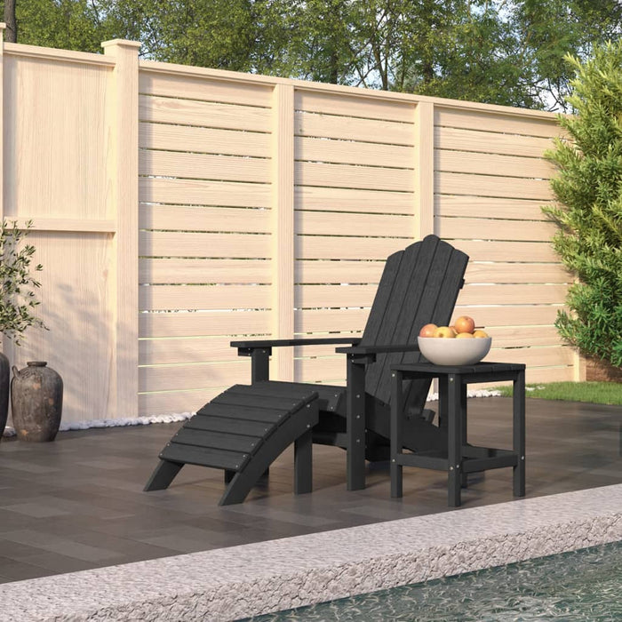 Scaun de grădină Adirondack cu masă și taburet, antracit, HDPE - WALTI WALTI
