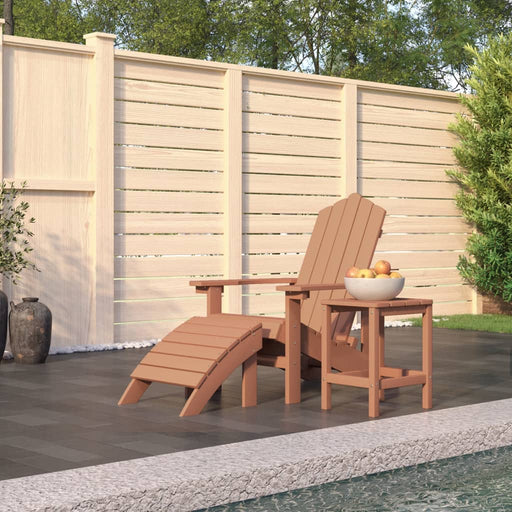 Scaun de grădină Adirondack cu masă și taburet, maro, HDPE - WALTI WALTI