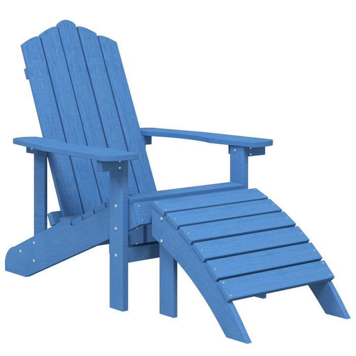 Scaun grădină Adirondack cu masă, taburet, albastru marin, HDPE - WALTI WALTI