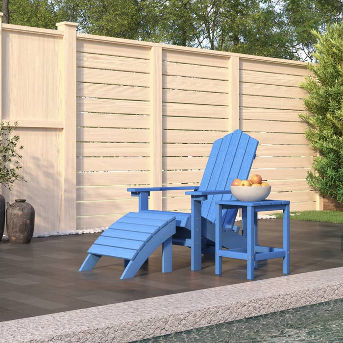 Scaun grădină Adirondack cu masă, taburet, albastru marin, HDPE - WALTI WALTI