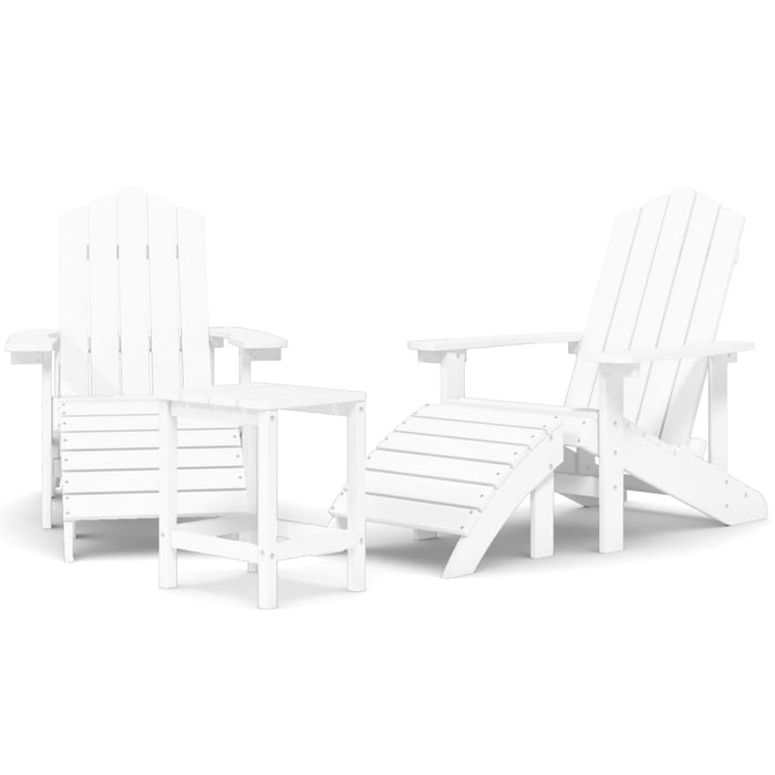 Scaune de grădină Adirondack cu taburet și masă, alb, HDPE - WALTI WALTI