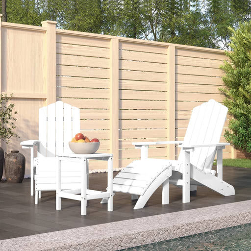 Scaune de grădină Adirondack cu taburet și masă, alb, HDPE - WALTI WALTI