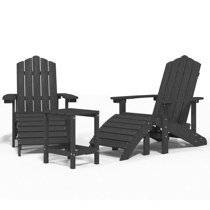 Scaune de grădină Adirondack cu taburet și masă, antracit, HDPE - WALTI WALTI