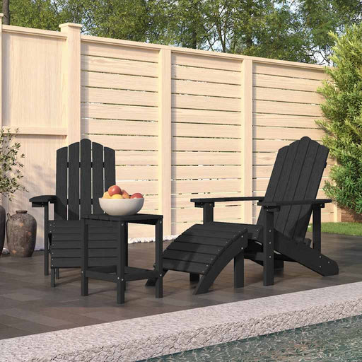 Scaune de grădină Adirondack cu taburet și masă, antracit, HDPE - WALTI WALTI