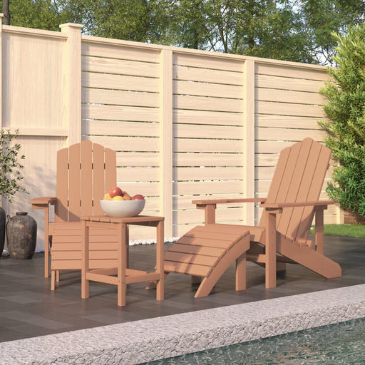 Scaune de grădină Adirondack cu masă și taburet, maro, HDPE - WALTI WALTI