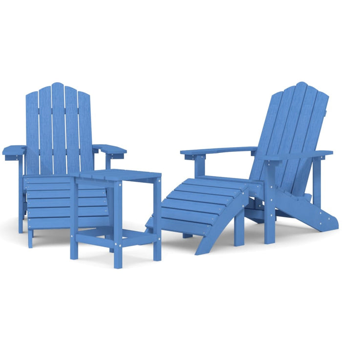 Scaune grădină Adirondack cu masă, taburet, albastru marin HDPE - WALTI WALTI