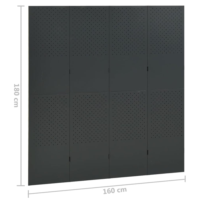 Paravane de cameră cu 4 panouri,2 buc.,antracit,160x180 cm,oțel WALTI