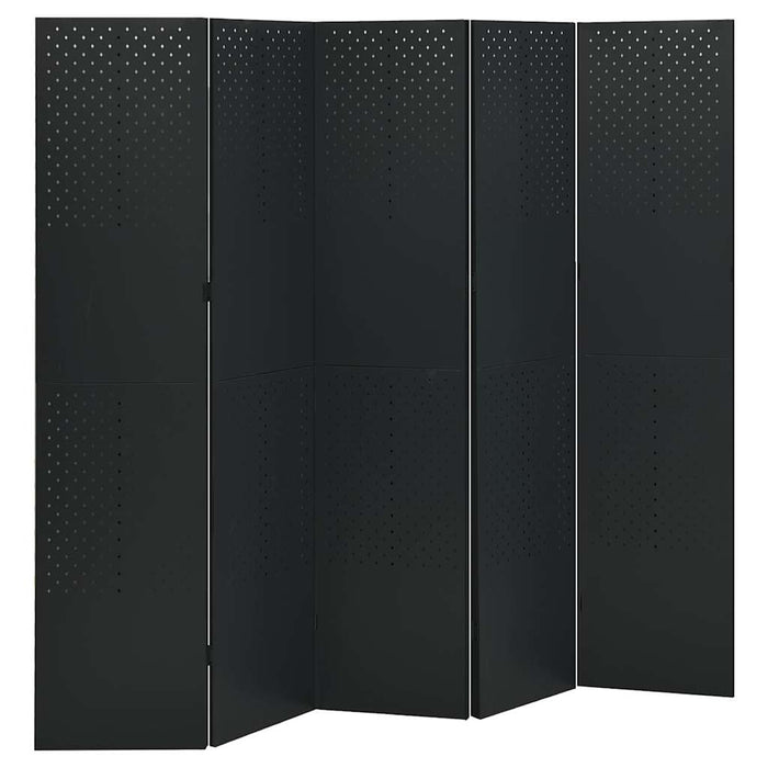 Paravane de cameră cu 5 panouri,2 buc., negru, 200x180 cm, oțel WALTI