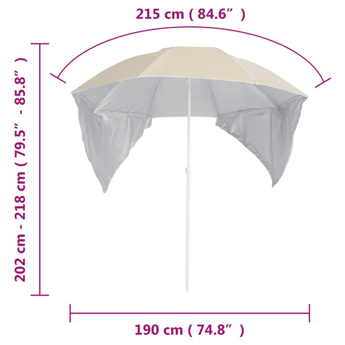 Umbrelă de plajă cu pereți laterali, nisipiu, 215 cm - WALTI WALTI