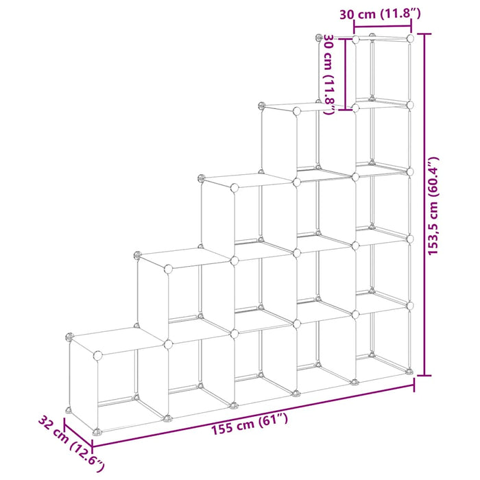 Organizator cub de depozitare, 15 cuburi, negru, PP - WALTI WALTI