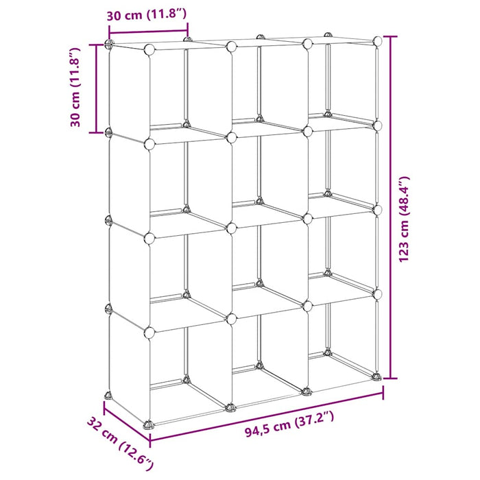 Organizator cub de depozitare, 12 cuburi, negru, PP - WALTI WALTI