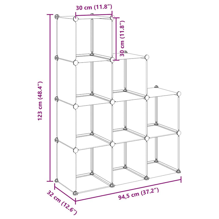 Organizator cub de depozitare, 9 cuburi, negru, PP - WALTI WALTI