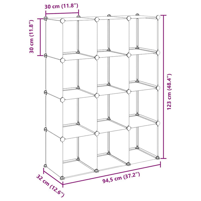 Organizator cub de depozitare, 12 cuburi, transparent, PP - WALTI WALTI