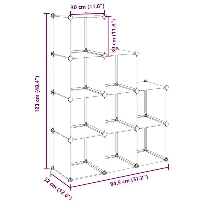 Organizator cub de depozitare, 9 cuburi, transparent, PP - WALTI WALTI