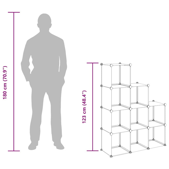 Organizator cub de depozitare, 9 cuburi, transparent, PP - WALTI WALTI