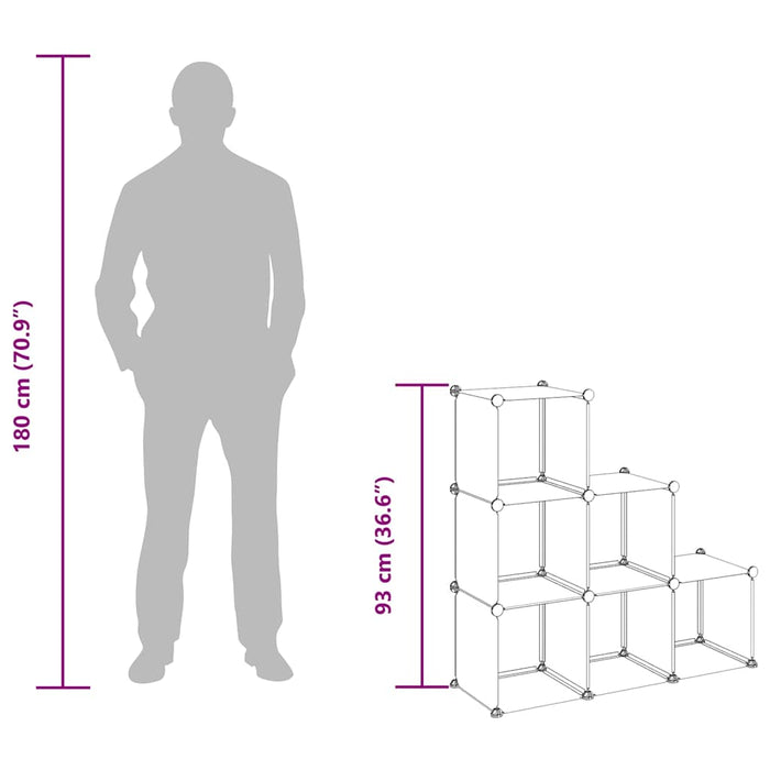 Organizator cub de depozitare, 6 cuburi, transparent, PP - WALTI WALTI