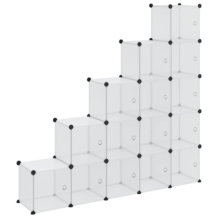 Organizator cub de depozitare cu 15 cuburi și uși, PP transparent WALTI
