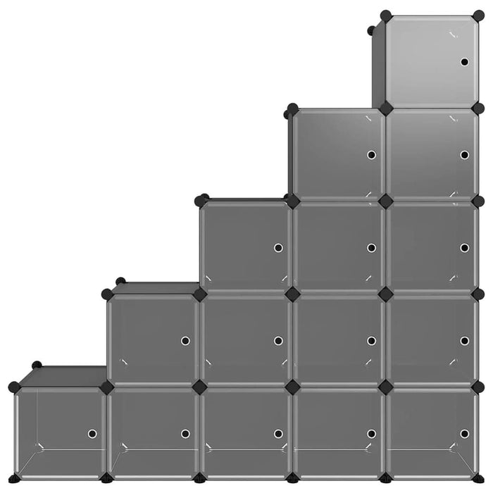 Organizator cub de depozitare cu uși, 15 cuburi, negru, PP - WALTI WALTI