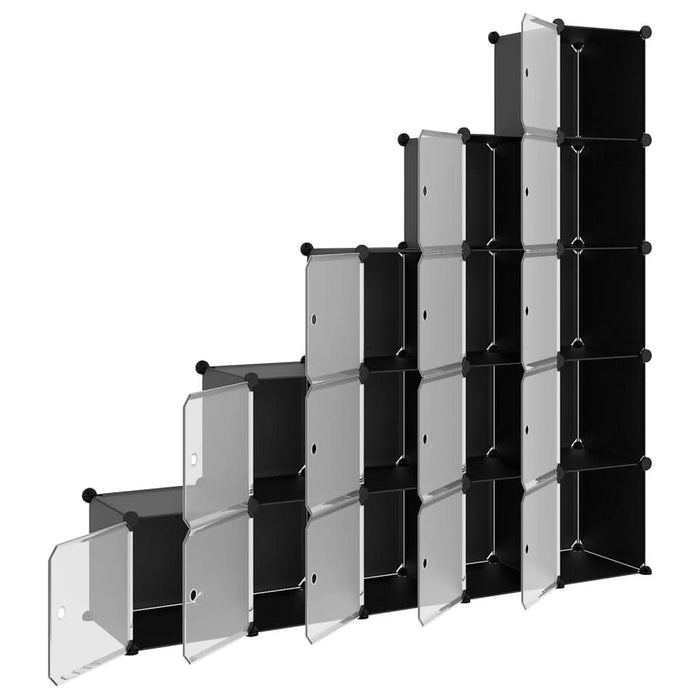 Organizator cub de depozitare cu uși, 15 cuburi, negru, PP - WALTI WALTI