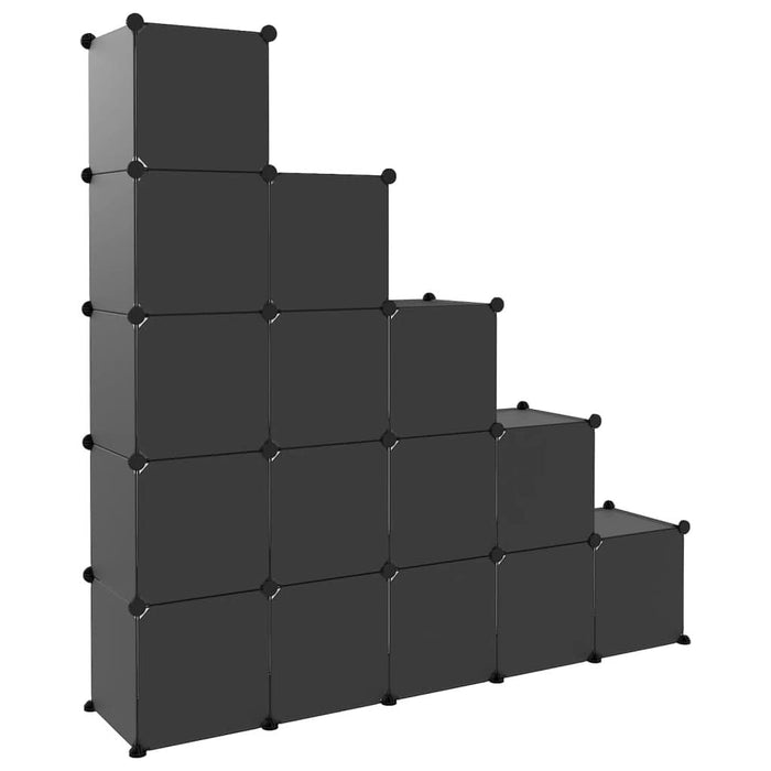 Organizator cub de depozitare cu uși, 15 cuburi, negru, PP - WALTI WALTI